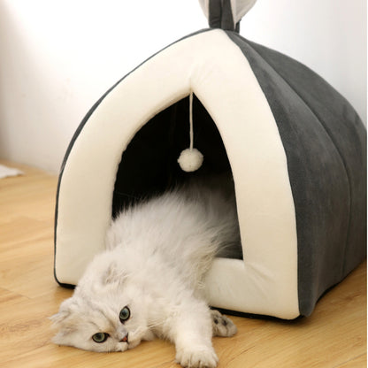 Soft Winter Pet Bed House for Cats & Small Dogs | Warm Indoor Sleeping Nest