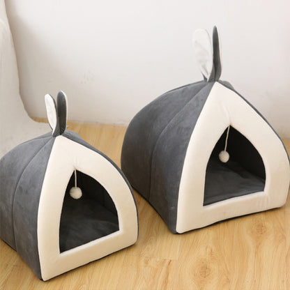 Soft Winter Pet Bed House for Cats & Small Dogs | Warm Indoor Sleeping Nest