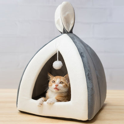 Soft Winter Pet Bed House for Cats & Small Dogs | Warm Indoor Sleeping Nest