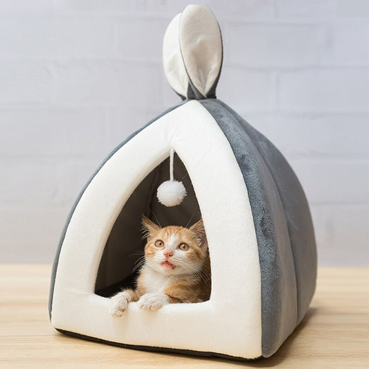 Soft Winter Pet Bed House for Cats & Small Dogs | Warm Indoor Sleeping Nest
