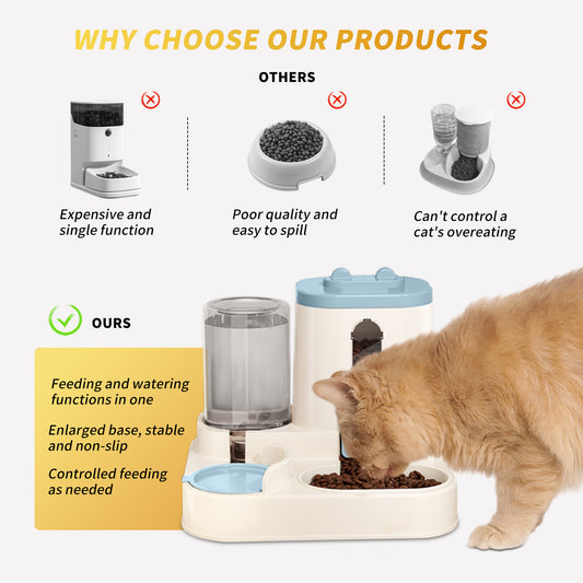 Automatic 2-in-1 Cat Food & Water Dispenser – Integrated Feeding System