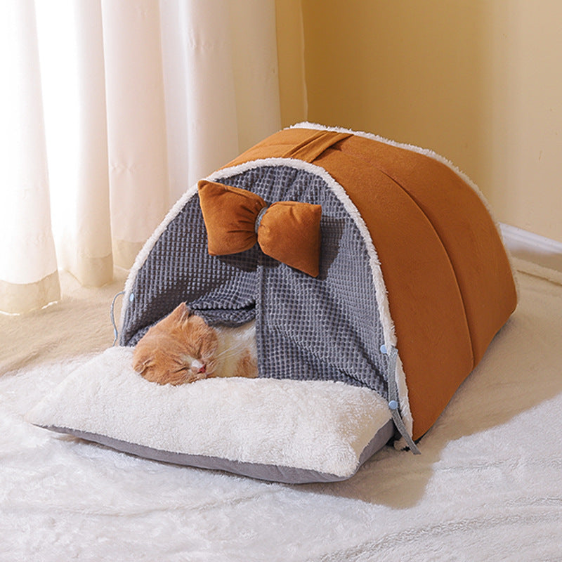 Semi-Enclosed All-Season Cat Nest Bed – Cozy Indoor Cat House