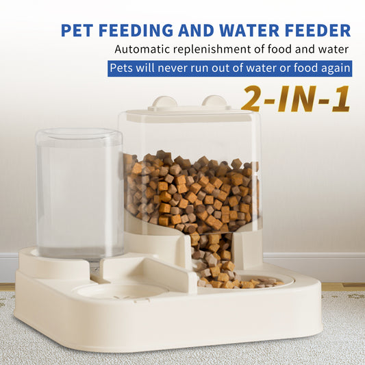 Transparent Automatic Pet Food & Water Dispenser – Gravity Refill Feeding System